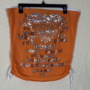 California Girlz Tube Top Sz 1X/2X Orange Babygirl AOP Glitter Y2K Grunge Flames